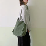 Ciing Women Striped Corduroy Bags Simple Canvas Zipper Crossbody & Shoulder Bag Eco Cloth Purse Solid Books Handbags For College Girls