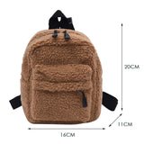 Ciing Casual Plush Women Small Backpack Simple Solid Color Female Autumn Winter Mini Fashion Children School Bags Shoulder Handbags