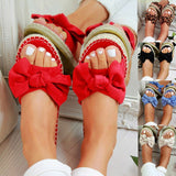 Ciing Newest women sandals Bow Leopard Slipper Summer Open Toe Platform flats Slide Ladies Fashion Hollow Light Slip On Shoes