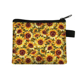Ciing Sunflower / Daisy Printed Coin Purse Ladies Shopping Portable Coin Case Sunflower Girl Mini ID Card Case Wallet Gift