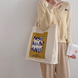 Ciing Women Canvas Shoulder Bag Paris Print Cotton Handbag Student Books Tote Large Capacity Cloth Shopping Bags Ladies Eco Purse