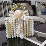 Ciing Pearl Beaded Women's Small Handbag Wedding Evening Clutch Bag for Bridal Luxury Elegant Party Purse