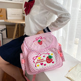 Ciing Pink Girl Embroidery Strawberry Children's Schoolbag Student Girls Birthday Gift New Japanese Cartoon Children Backpack