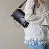Ciing High Quality PU Leather Women Underarm Bag Fashion Black Ladies Chain Shoulder Bags Simple Design Female Tote Purse Handbags