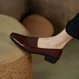 Ciing New Elegant Women Low Heels Pumps Autumn High Quality Leather Fashion Square Toe Office Ladies Party Outdoor Shoes