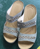 Ciing Women Sandals Orthopedic Slippers Open Toe Summer Shoes Vintage Low Heels Female Platform Shoes Corrector Sponge Walking Sandals