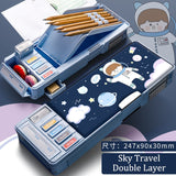 Ciing Single Double Layer Cartoon Pattern Pencil Case With Sharpener Large Capacity Cute Stationery Box Office School Storage Pen Bag