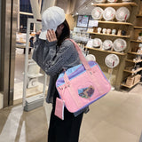 Ciing Fashion Cute Women Transparent Love Heart Patchwork Canvas Shoulder Bags Casual Ladies Large Capacity Travel Handbags Totes