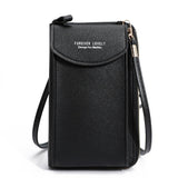 Ciing Women Wallet Solid Color Leather Shoulder Straps Shoulder Bag Mobile Phone Big Card Holders Wallet Handbag Pockets girls