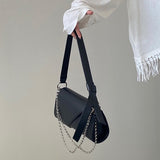 Ciing High Quality PU Leather Women Underarm Bag Fashion Black Ladies Chain Shoulder Bags Simple Design Female Tote Purse Handbags