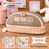 Ciing Bear High Capacity Two-layer PU Leather Pencil Case Japanese Student Stationery Kawaii School Supplies Cute Bags Back To School