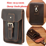 Ciing  Real Leather men Casual Design Small Waist Bag Cowhide Fashion Hook Bum Bag Waist Belt Pack Cigarette Case 5.5" Phone Pouch