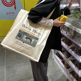 Ciing Women Canvas Shopping Bag Library Books Bag Ladies Cotton Cloth Shoulder Bags Eco Handbag Reusable Grocery Shopper Tote For Girl