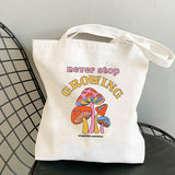 Ciing Mushroom Shoulder Bag Canvas Bag Harajuku Shopper Bag Fashion Casual Summer Shoulder Bags Tote Shopper Bag Border Collie