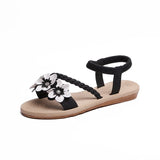 Ciing Summer Shoes Woman Sandals Elastic ankle strap Flat Sandalias Mujer Flowers Gladiator Beach Sandals Ladies Flip Flops