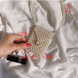 Ciing Handmade Women Pearl Bags Designer Beaded Shoulder Bags Charm White Pearls Crossbody Bag Luxury Evening Clutch Purse Lady