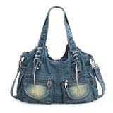 Fashion Women Bag Vintage Casual Denim Handbag Lady Large Capacity Jeans Tote Weave tape Creative Shoulder Messenger Bag