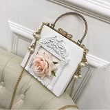 Ciing Baroque Embossed Box Women Handbag Vintage Flower Lady Crossbody Bags Pearl Chain Messenger Luxury Pu Shoulder Bag Small Purses