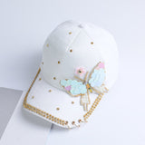 Summer Plain Cotton Women Metal Baseball Cap Snapback Hip Hop Caps Casual Butterfly Sequins Baseball Caps Hats