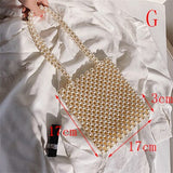 Handmade Women Pearl Bags Beaded Shoulder Bags Charm Acrylic Beads Bag White Pearls Crossbody Bag Evening Clutch Purse Lady