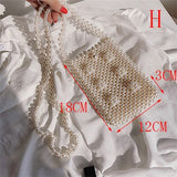 Handmade Women Pearl Bags Beaded Shoulder Bags Charm Acrylic Beads Bag White Pearls Crossbody Bag Evening Clutch Purse Lady