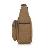 Ciing Men Canvas Shoulder Bag Multifunction Casual Travel Crossbody Bags Vintage Solid Zipper Men Messenger Top-handle Handbags