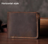 Ciing Handmade Vintage Crazy Horse Genuine Leather Men Wallet Men Purse Leather Short Card Wallet For Male Money Clips Money Bag
