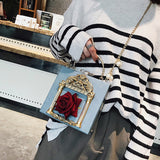 Ciing Baroque Embossed Box Women Handbag Vintage Flower Lady Crossbody Bags Pearl Chain Messenger Luxury Pu Shoulder Bag Small Purses