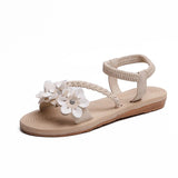 Ciing Summer Shoes Woman Sandals Elastic ankle strap Flat Sandalias Mujer Flowers Gladiator Beach Sandals Ladies Flip Flops