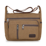 Ciing Men Canvas Shoulder Bag Multifunction Casual Travel Crossbody Bags Vintage Solid Zipper Men Messenger Top-handle Handbags