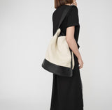 Ciing Big Linen Canvas Bucket Bag for Women Designer Fabric Leather Female Handbag Large Capacity Shopping Bag Market Tote New