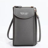 Ciing Women Wallet Solid Color Leather Shoulder Straps Shoulder Bag Mobile Phone Big Card Holders Wallet Handbag Pockets girls