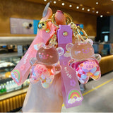 Ciing New Year Valentine's Day Creative New Liquid Oil Chubby Bear Quicksand Keychain Cute Floating Colorful Balloons Keyring Girl Bag Pendant Gifts Key Chain