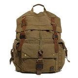 Ciing Vintage Military Canvas Leather Men's Backpack Large Canvas Backpack Bag Men School Backpacks mochila Travel Bag big Rucksack