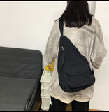 Ciing Women Shoulder Bags Vintage Canvas Cross-body Bag Students Zipper School-bag Washed Retro Large Capacity Satchel Harajuku Ins BF