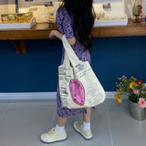 Ciing Cupid Women Canvas Shoulder Bags Girls Cotton Cloth Shopping Bag Eco Handbag Student Books Bag Ladies Big Grocery Shopper Tote
