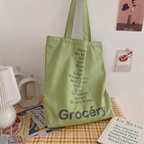 Ciing Women Shopping Bag Grocery List Design Ladies Cute Colors Shoulder Bag Eco Canvas Handbag Reusable Cotton Cloth Fabric Tote