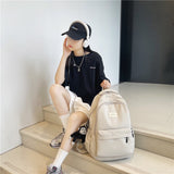 Ciing New Fashion Nylon Backpack High Quality Women Book Bag Female Solid Color Big Schoolbag Teenage Girl Lovely Laptop Backpack