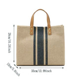 Simple Fashion Large-capacity Handbag For Ladies Vintage Striped Tote For Female Portable Ol Business Briefcase Korean Style