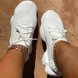 Ciing Women Platform Sneakers Sock Shoes Summer Breathable Cross Tie Air Mesh Round Toe Casual Fashion Sport Lace Up Female Girl