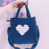 Ciing New Year Valentine's Day Handmade Crochet Shoulder Bags for Women Love Knit Ladies Handbag Cute Woolen Female Tote Bag Girls Winter New