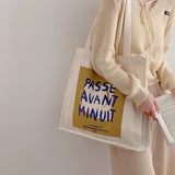 Ciing Women Canvas Shoulder Bag Paris Print Cotton Handbag Student Books Tote Large Capacity Cloth Shopping Bags Ladies Eco Purse