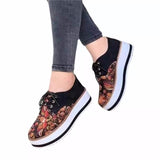 Ciing Floral Printed Platform Shoes Women Sneakers Autumn Thick Bottom Casual Ladies Shoes Zapatillas Mujer Plus Size 43