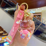 Ciing New Year Valentine's Day Creative New Liquid Oil Chubby Bear Quicksand Keychain Cute Floating Colorful Balloons Keyring Girl Bag Pendant Gifts Key Chain