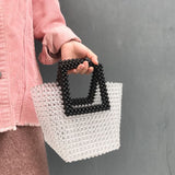 Ciing Handmade Beaded Women Handbag Solid Color Weave Vintage Tote Bag High Quality Luxury Design Ladies Bag