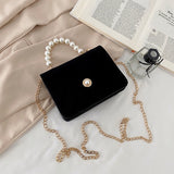 Ciing Vintage Small Square Shoulder Bag for Women Pearl Chain Ladies Tote Handbags Evening Clutch Purse Fashion Female Crossbody Bags