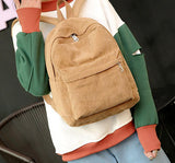 Ciing Corduroy Backpack Fashion Women School Backpack Pure Color Shoulder Bag Teenger Girl Travel Bags Female Mochila Striped Rucksack