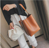 Ciing Brand design women shoulder bag Large capacity Chain bucket Handbags Quality PU leather Women's Totes Shopping Bag bolsa feminin