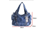 Ciing Brand Women Bag Fashion Denim Handbags Female Jeans Shoulder Bags Weave Design Women Tote Bag