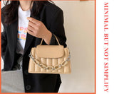 Ciing Casual Women Pure Color PU Leather Chain Shoulder Crossbody Messenger Bag Fashion Ladies Top-handle Handbags